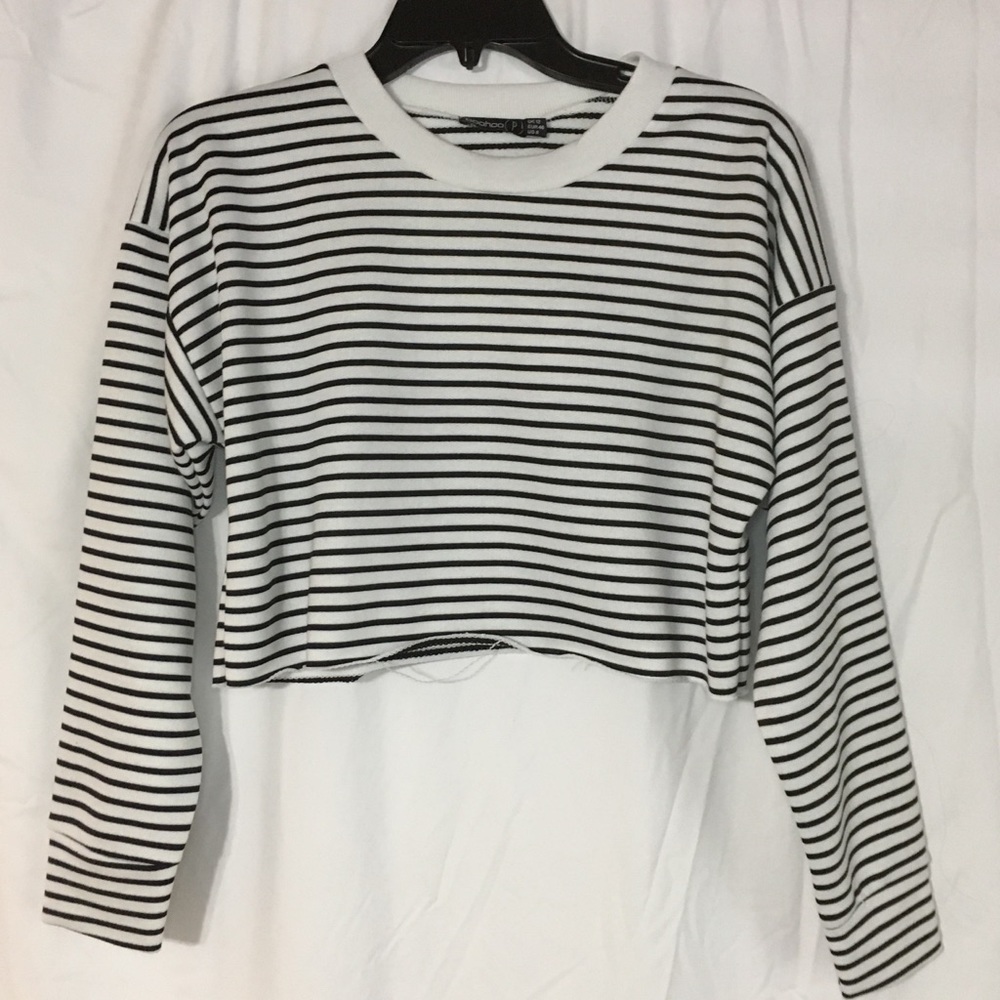 Black and white striped cropped sweater